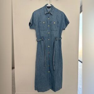 APC stonewashed denim midi shirt dress 34